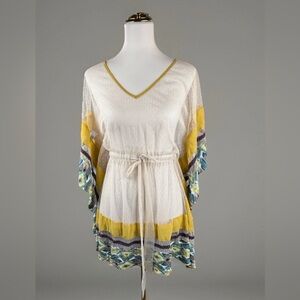 Altar'd State Cream and Yellow V-Neck Tunic.